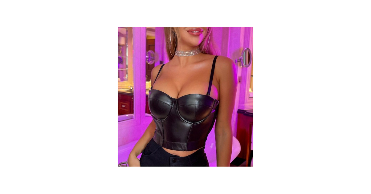 Bustier simili cuir Spectacles adultes Bustiers Tops et Hauts Netbootic